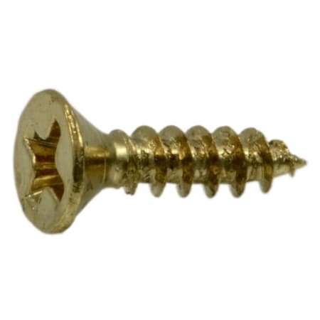 Midwest Fastener Wood Screw, #5, 1/2 in, Plain Brass Flat Head Phillips Drive, 50 PK 69861